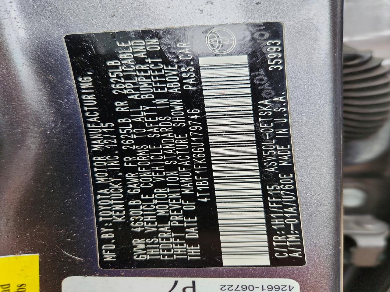 2016 Toyota Camry Se Серый vin: 4T1BF1FK6GU179746
