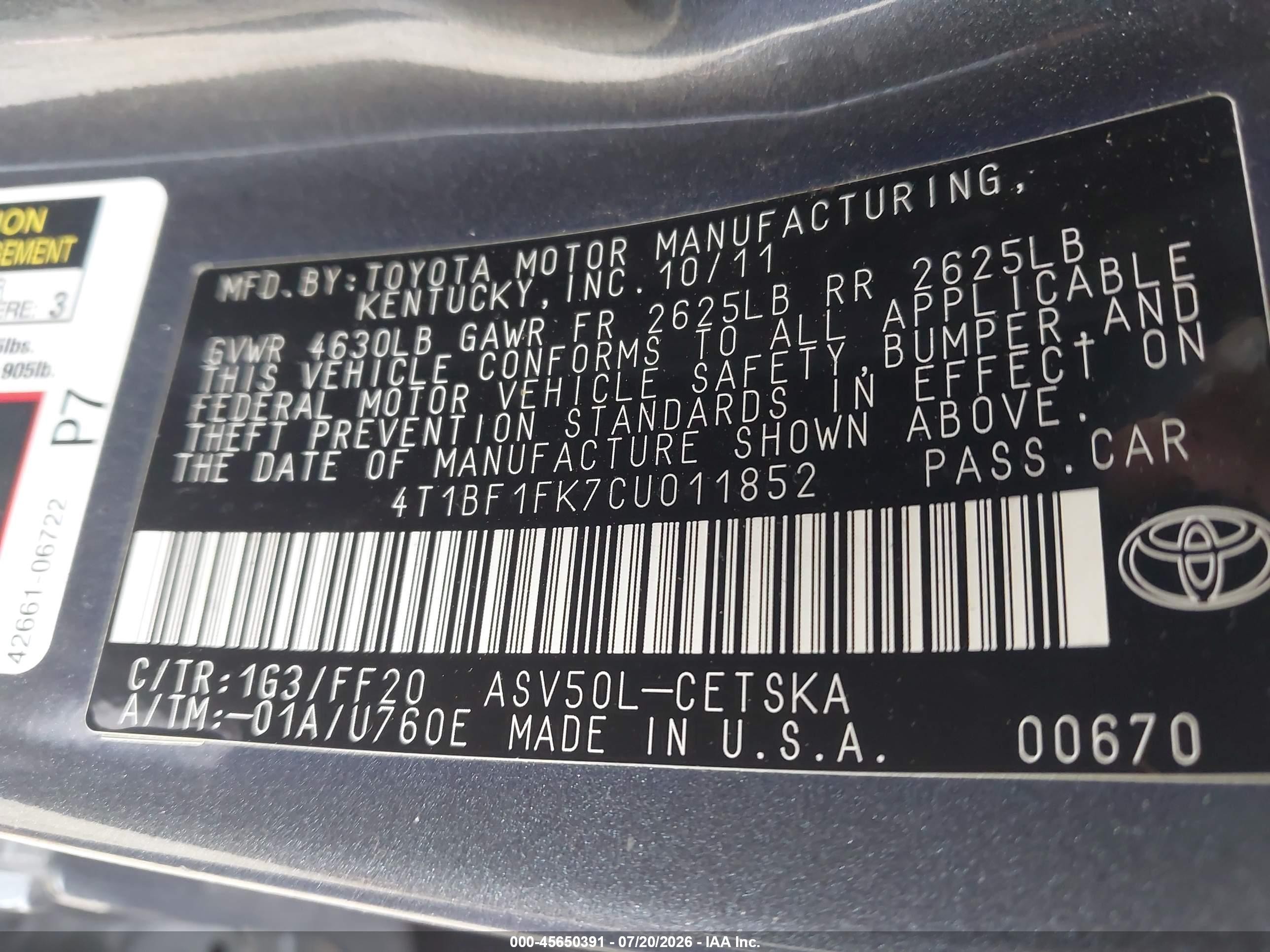 2012 Toyota Camry Se Gray vin: 4T1BF1FK7CU011852