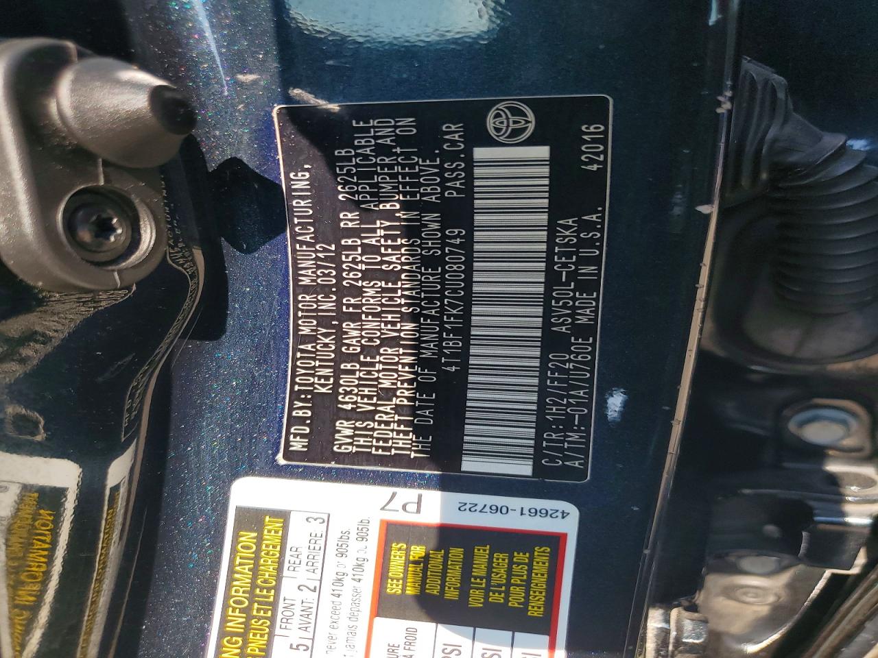 2012 Toyota Camry Se Black vin: 4T1BF1FK7CU080749