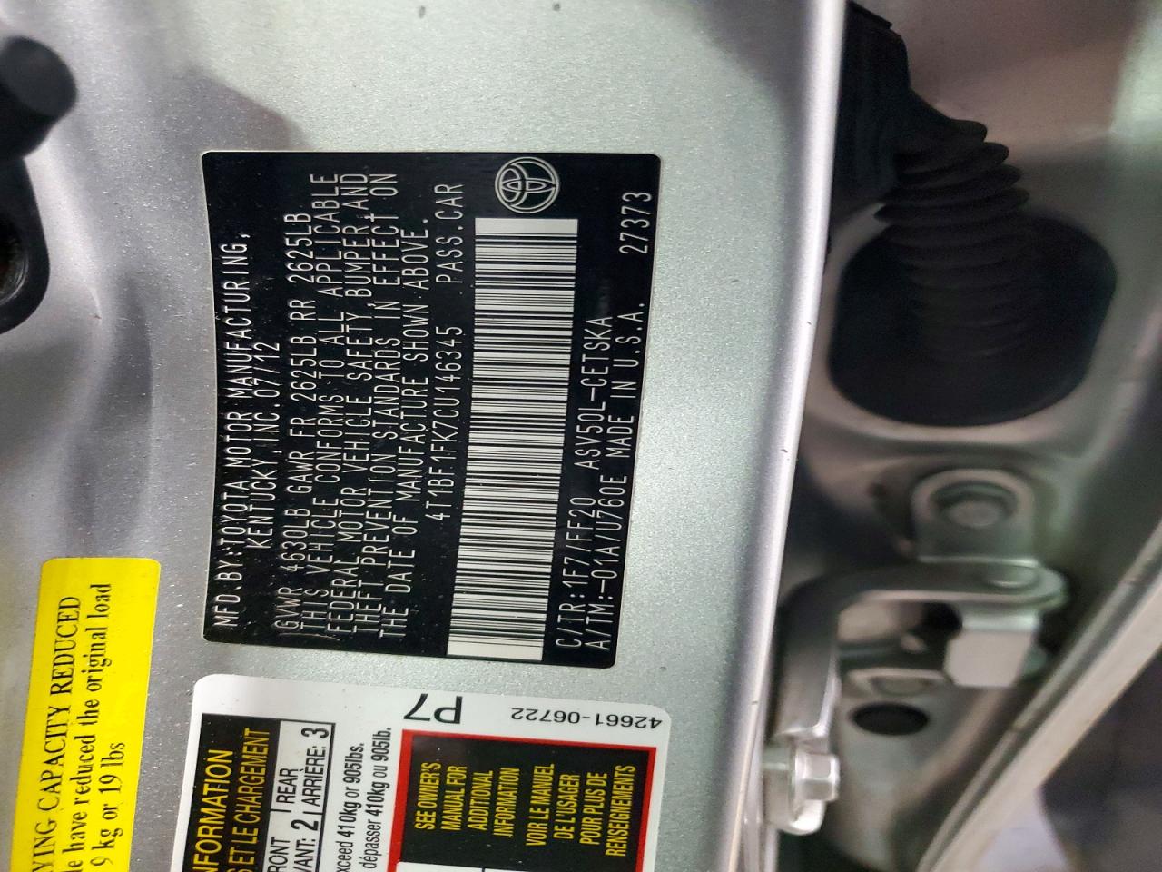 2012 Toyota Camry Se Серебряный vin: 4T1BF1FK7CU146345