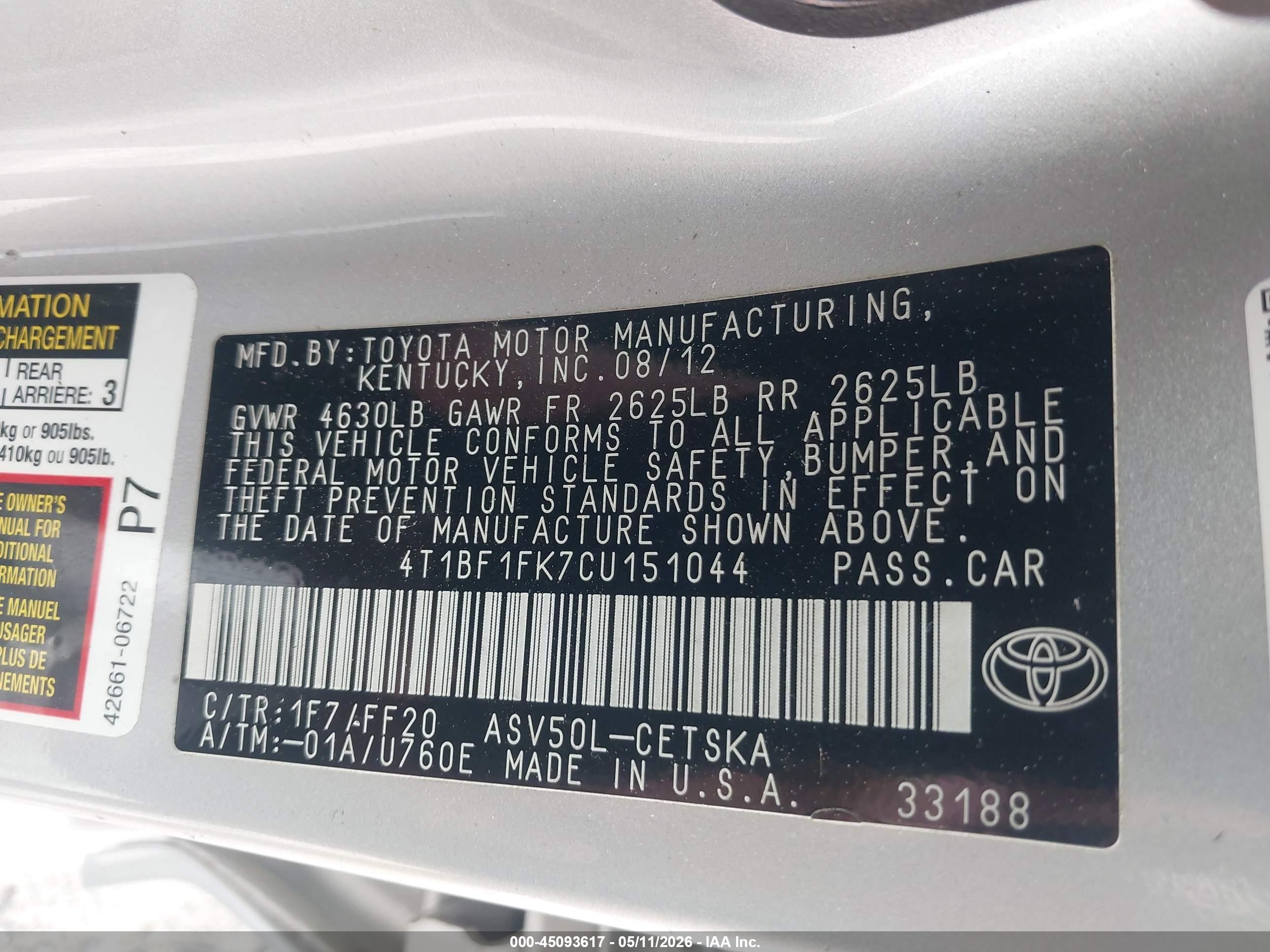 2012 Toyota Camry Se Silver vin: 4T1BF1FK7CU151044