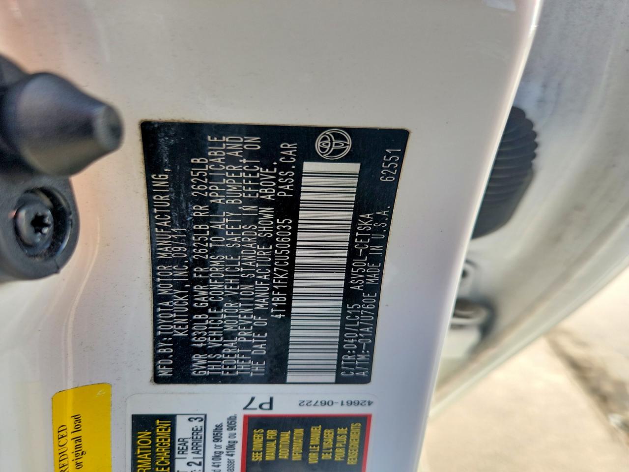 2012 Toyota Camry Se Белый vin: 4T1BF1FK7CU506035