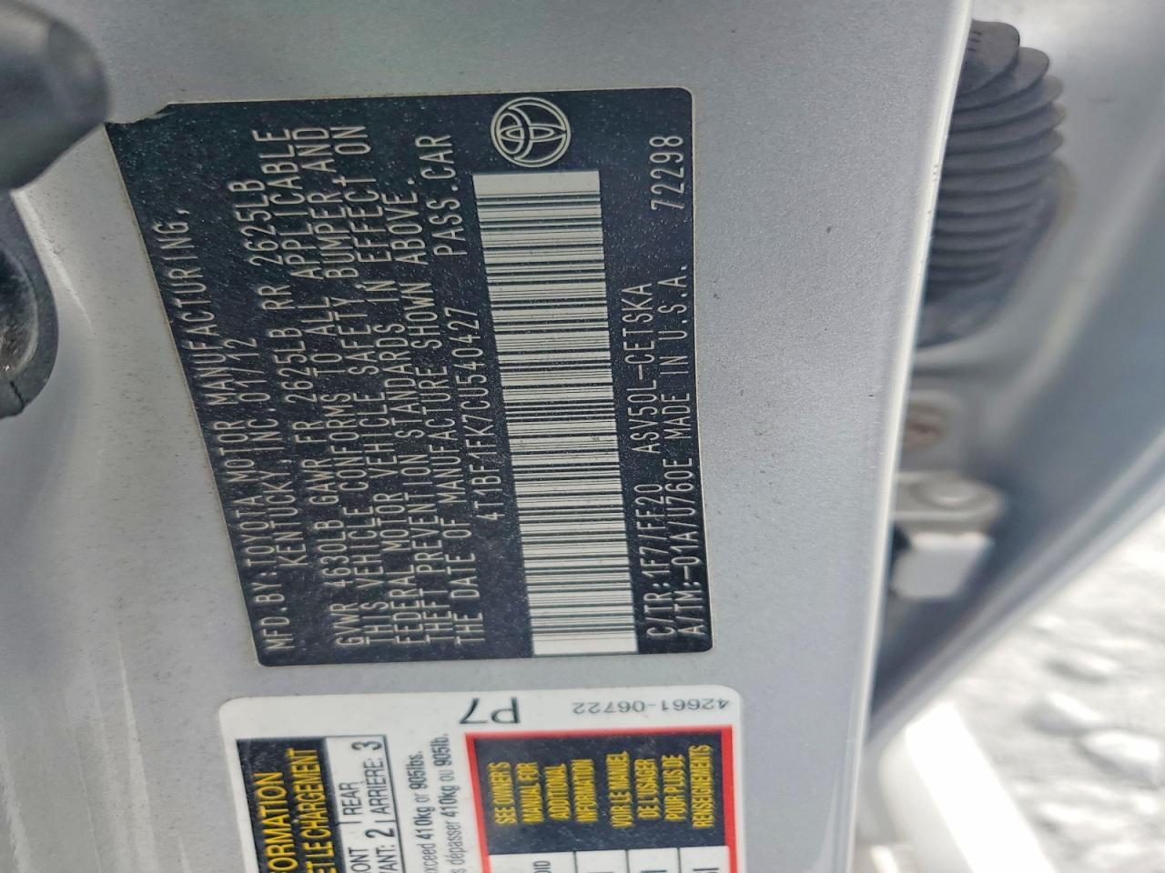 2012 Toyota Camry Se Silver vin: 4T1BF1FK7CU540427