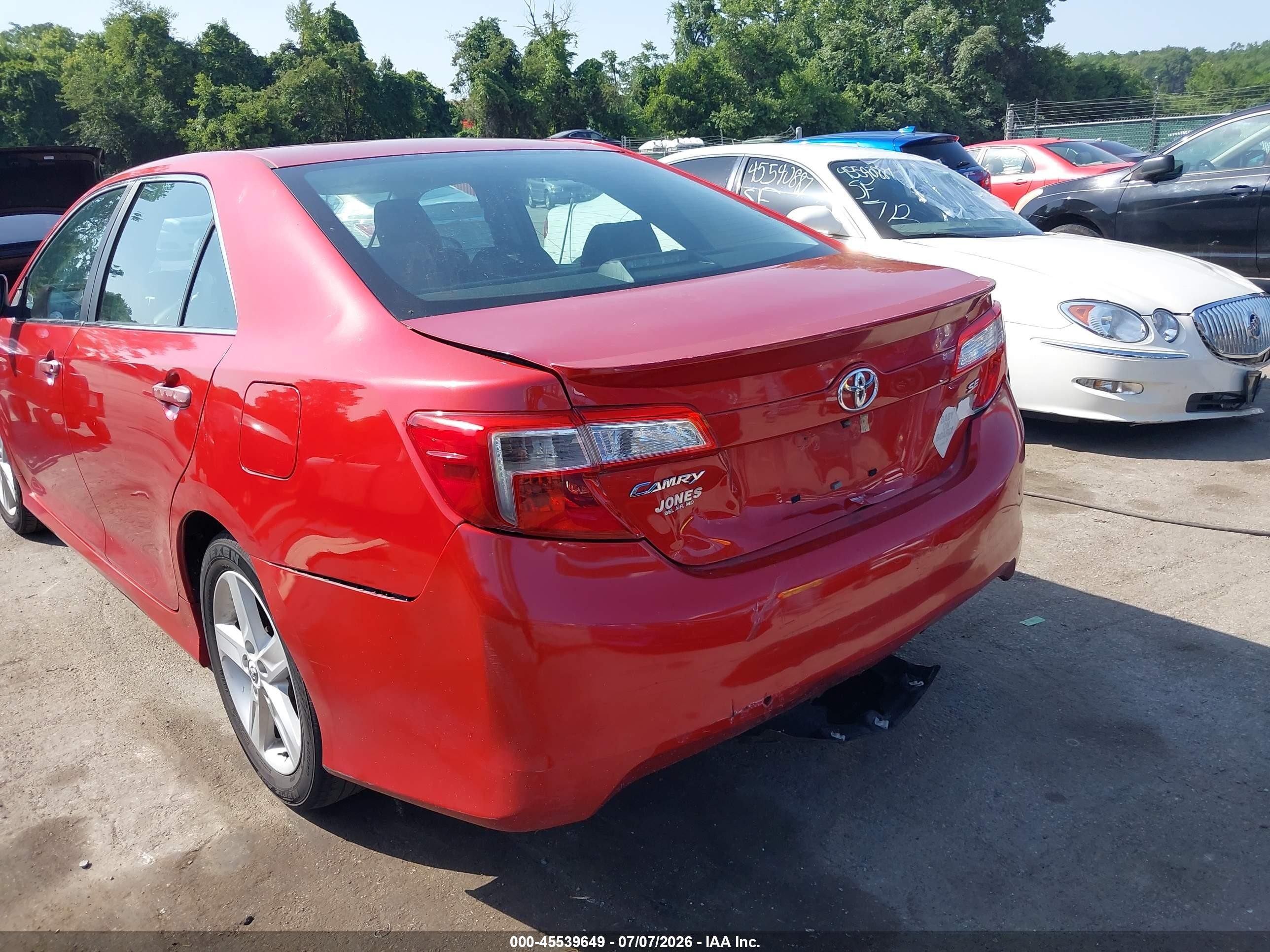 2012 Toyota Camry Se Red vin: 4T1BF1FK7CU569832