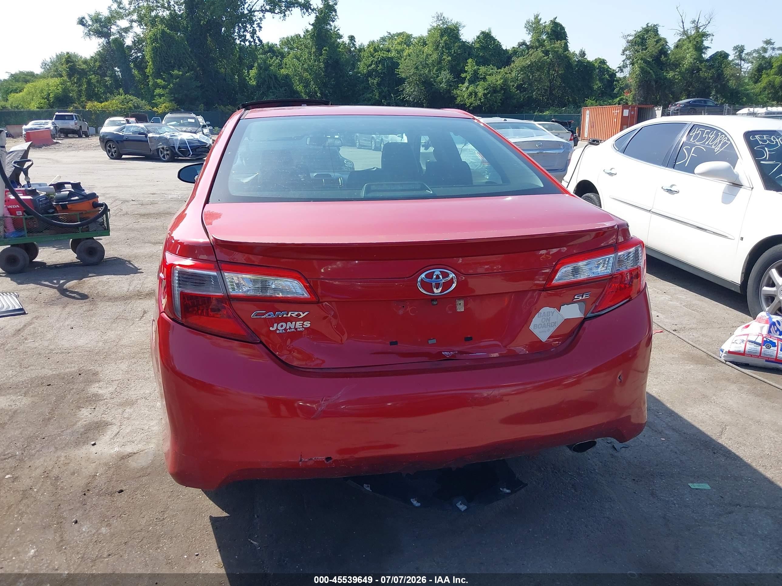 2012 Toyota Camry Se Red vin: 4T1BF1FK7CU569832