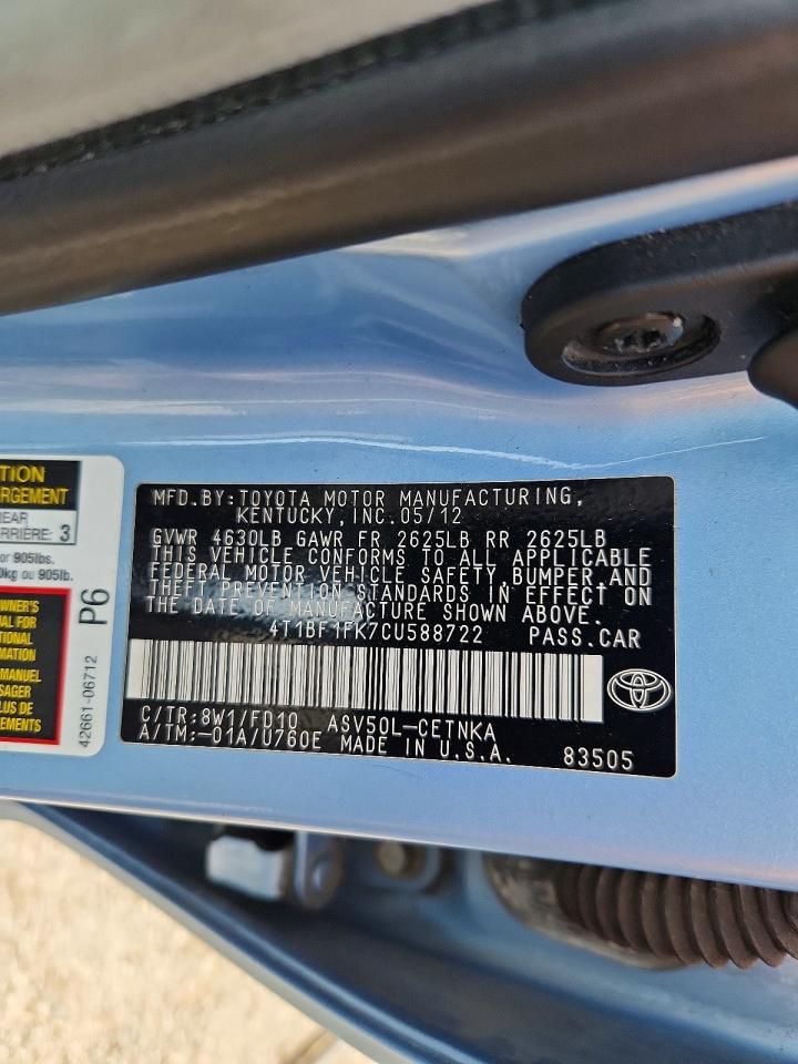2012 Toyota Camry Le Синий vin: 4T1BF1FK7CU588722