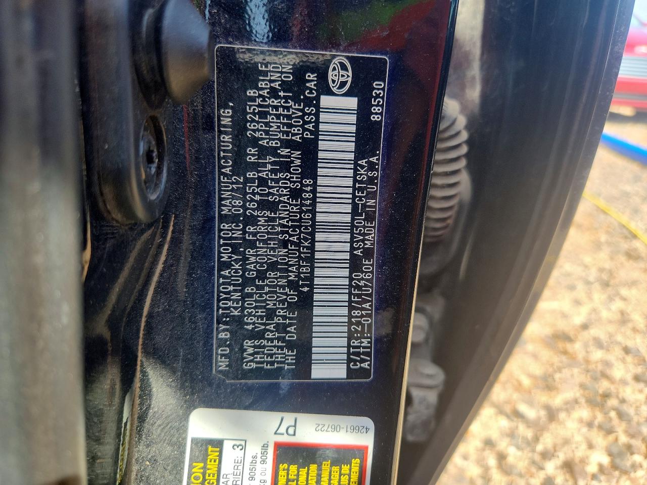 2012 Toyota Camry Se Black vin: 4T1BF1FK7CU614848