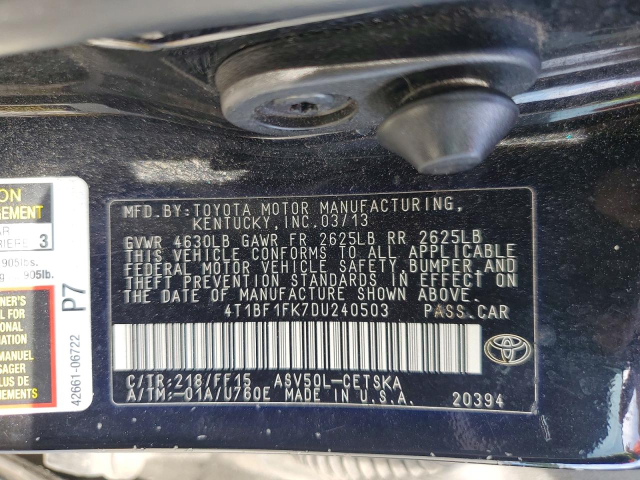 2013 Toyota Camry Se Black vin: 4T1BF1FK7DU240503