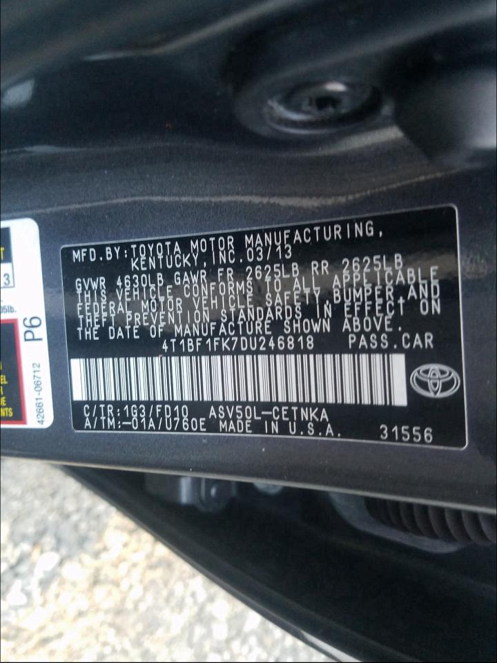 2013 Toyota Camry L Charcoal vin: 4T1BF1FK7DU246818
