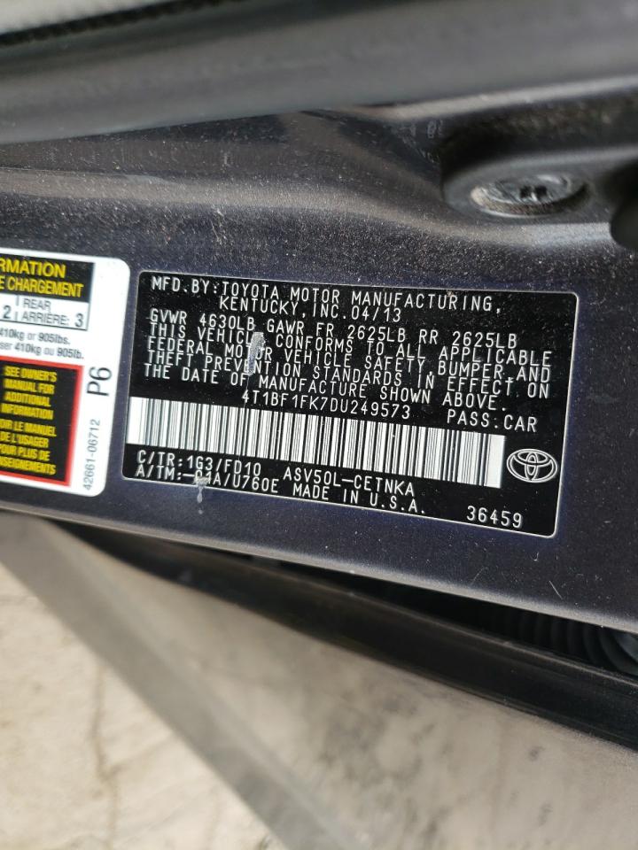 2013 Toyota Camry L Gray vin: 4T1BF1FK7DU249573