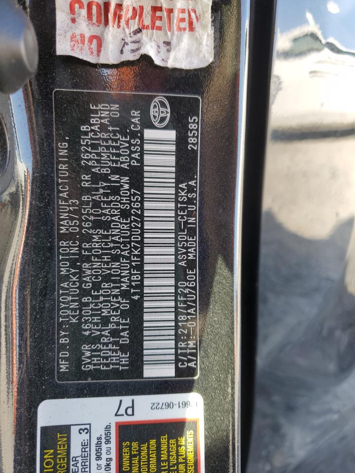 2013 Toyota Camry L Black vin: 4T1BF1FK7DU272657