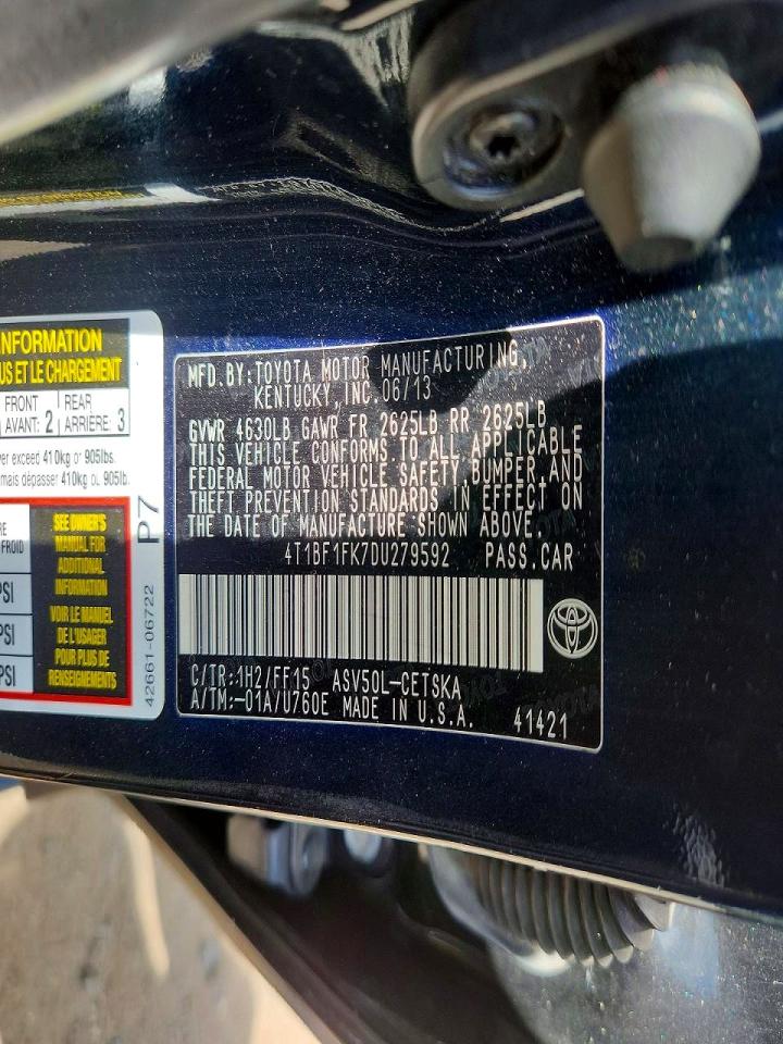 2013 Toyota Camry Se Черный vin: 4T1BF1FK7DU279592