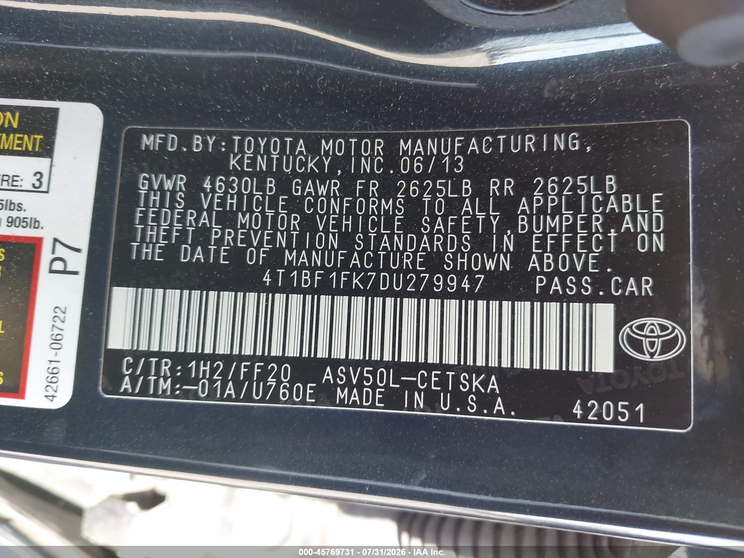 2013 Toyota Camry Se Black vin: 4T1BF1FK7DU279947