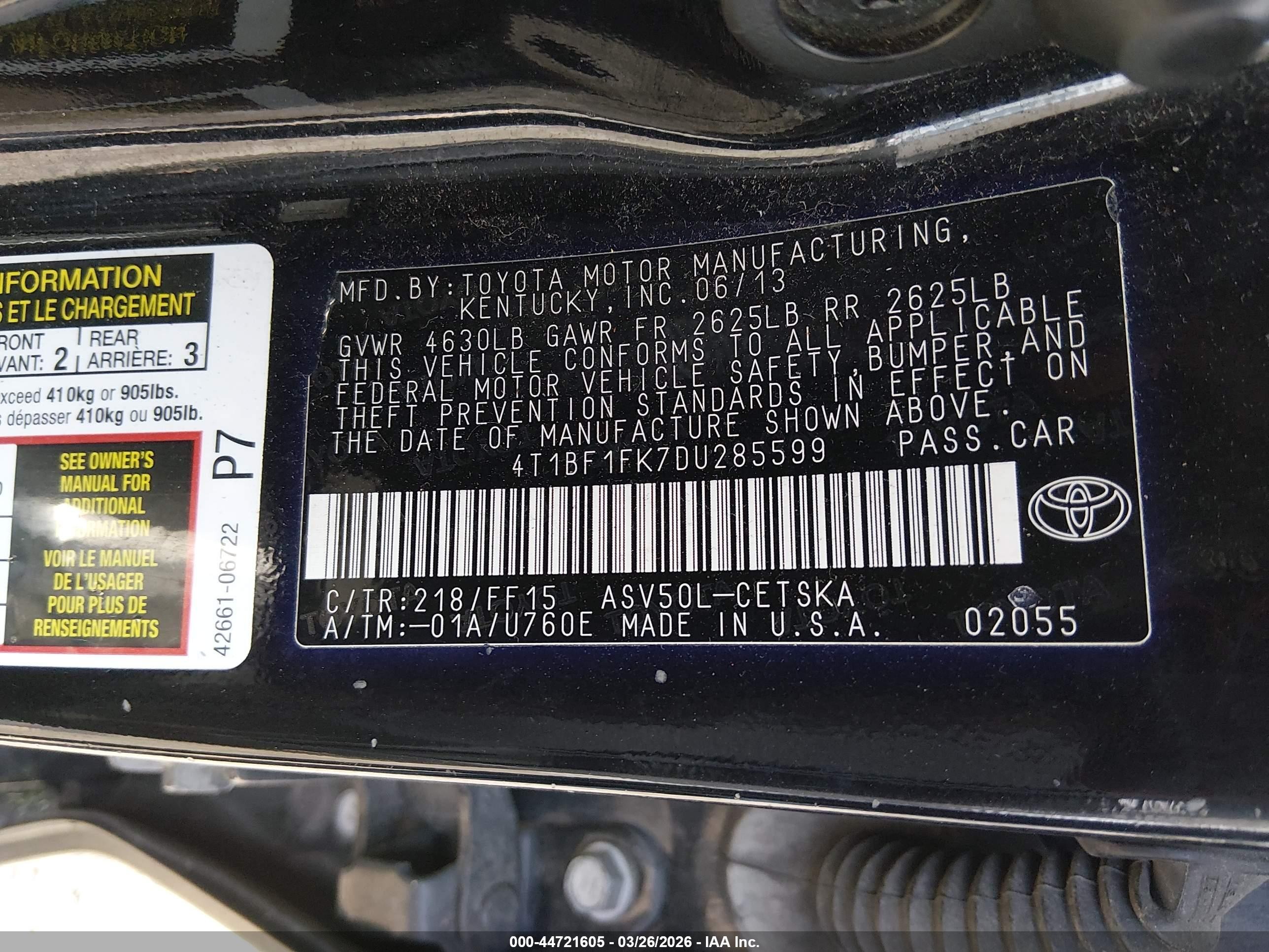 2013 Toyota Camry Se Black vin: 4T1BF1FK7DU285599