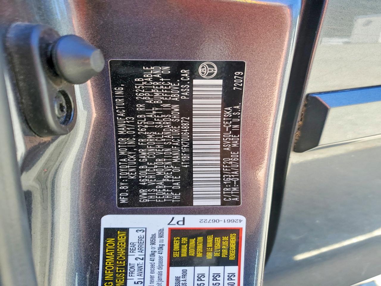 2013 Toyota Camry Se Gray vin: 4T1BF1FK7DU648872