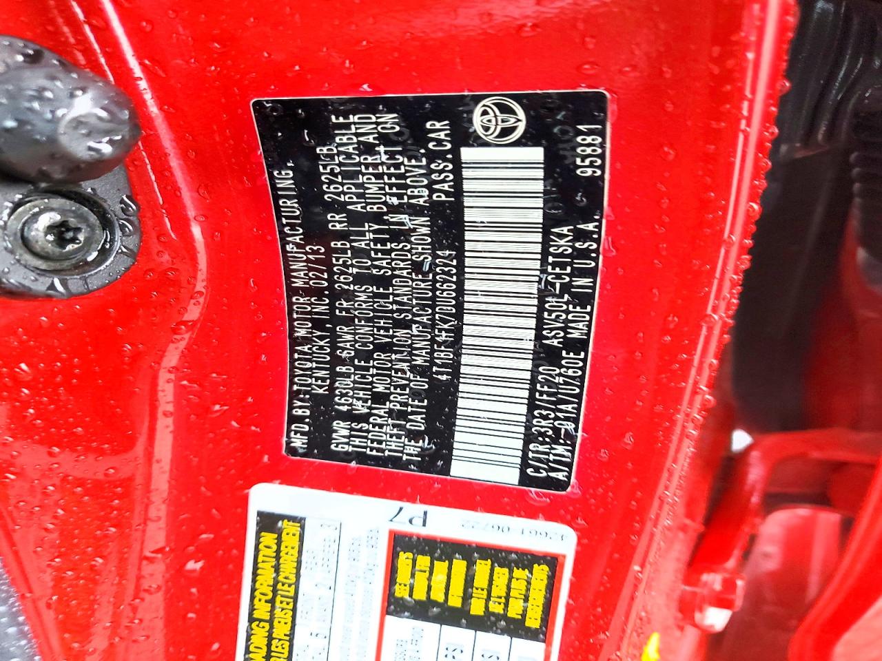 2013 Toyota Camry Se Red vin: 4T1BF1FK7DU662321