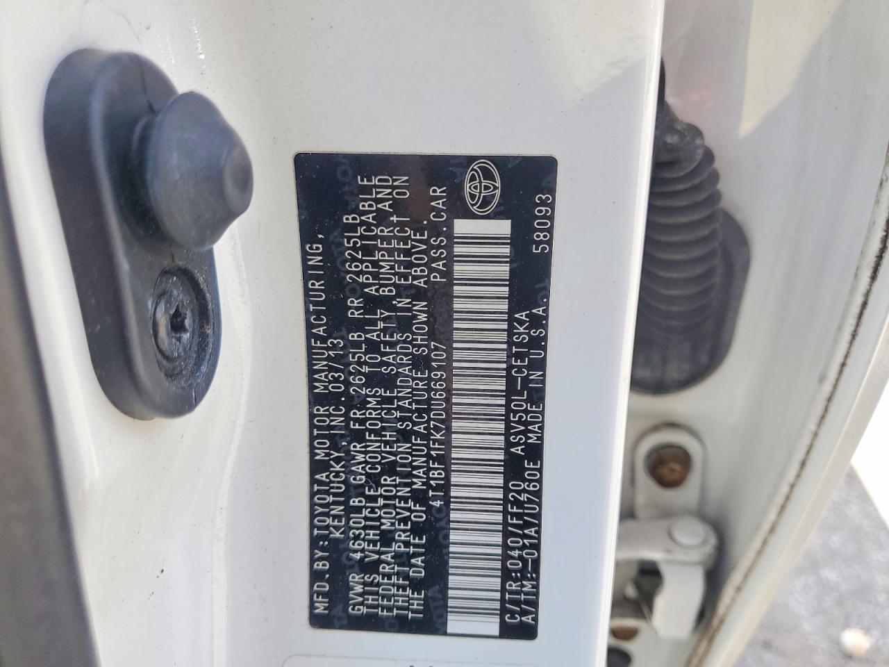 2013 Toyota Camry Se White vin: 4T1BF1FK7DU669107