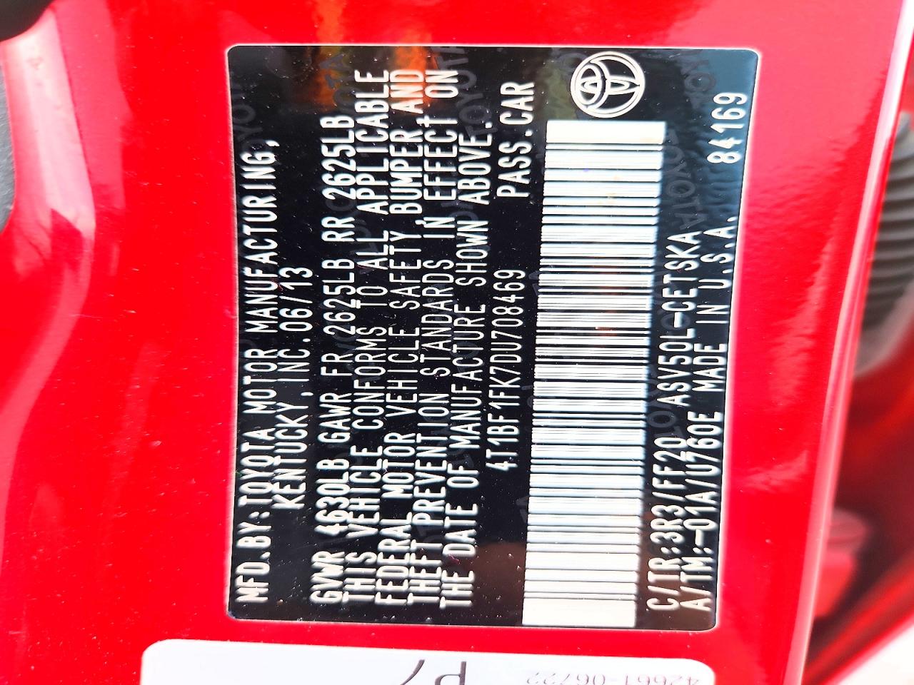 2013 Toyota Camry Se Red vin: 4T1BF1FK7DU708469