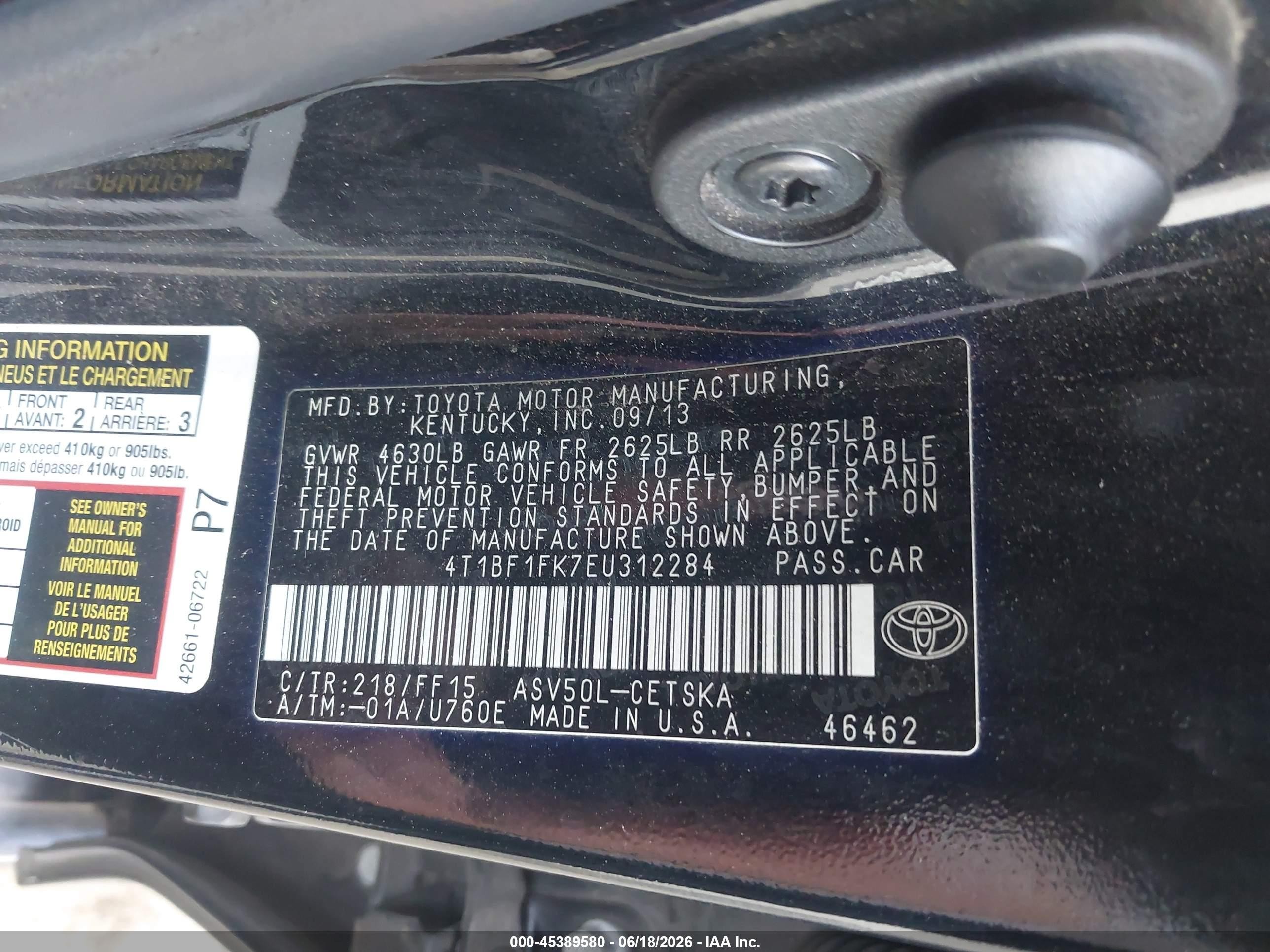 2014 Toyota Camry Se Black vin: 4T1BF1FK7EU312284