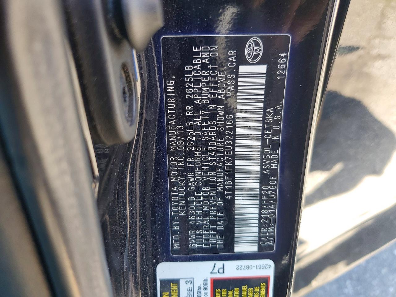 2014 Toyota Camry Se Black vin: 4T1BF1FK7EU322166