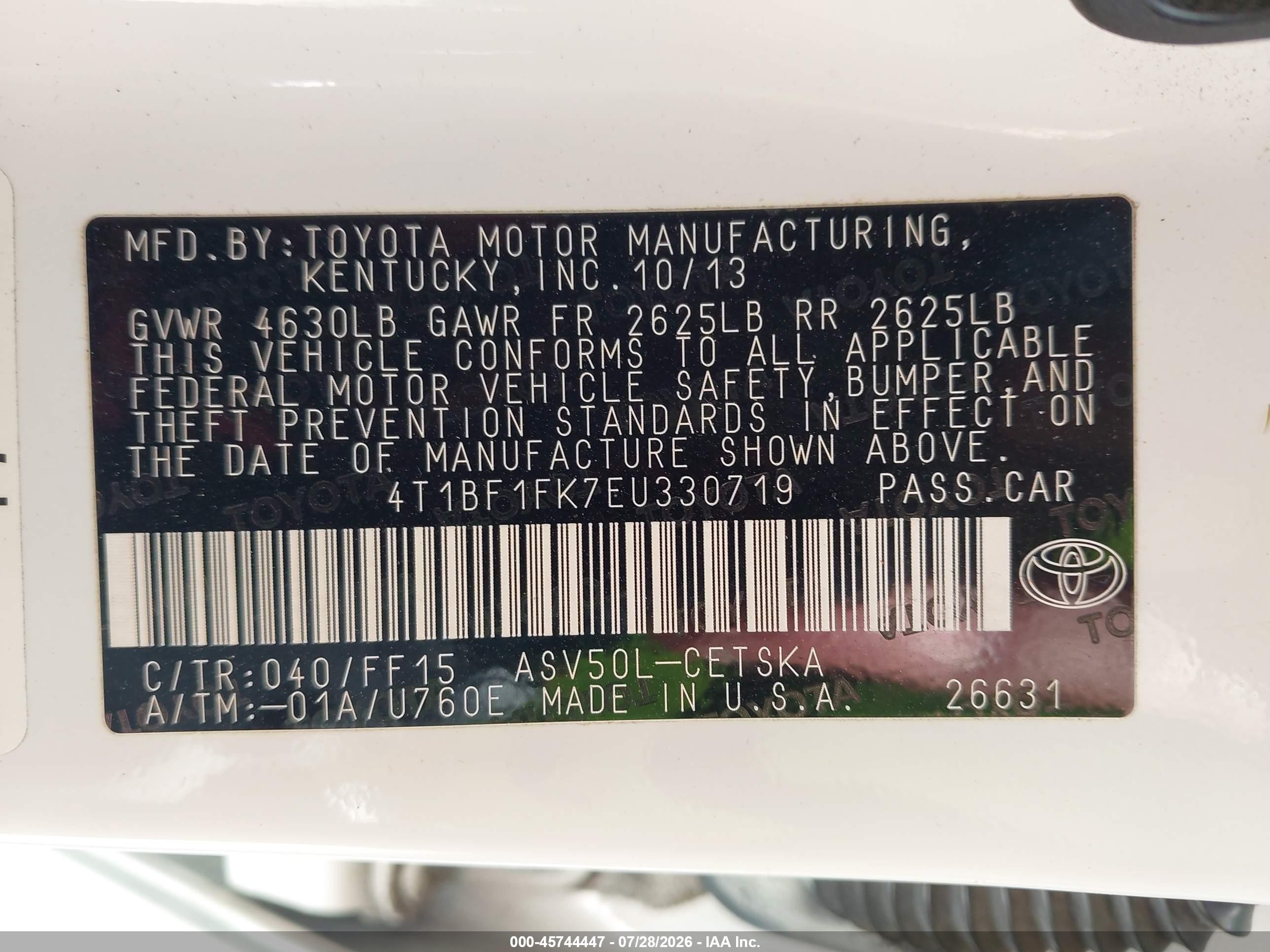 2014 Toyota Camry Se White vin: 4T1BF1FK7EU330719