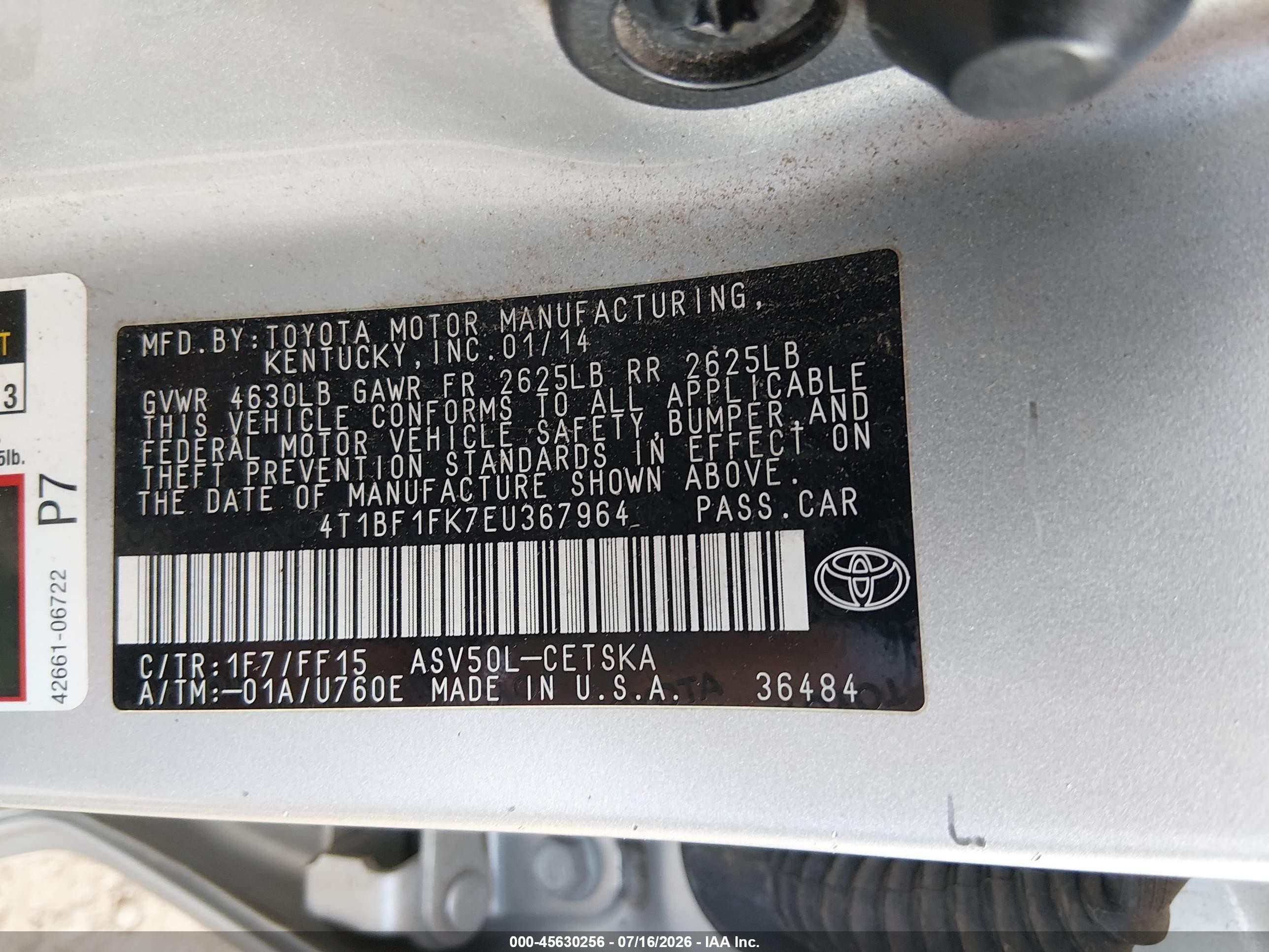 2014 Toyota Camry Se Silver vin: 4T1BF1FK7EU367964