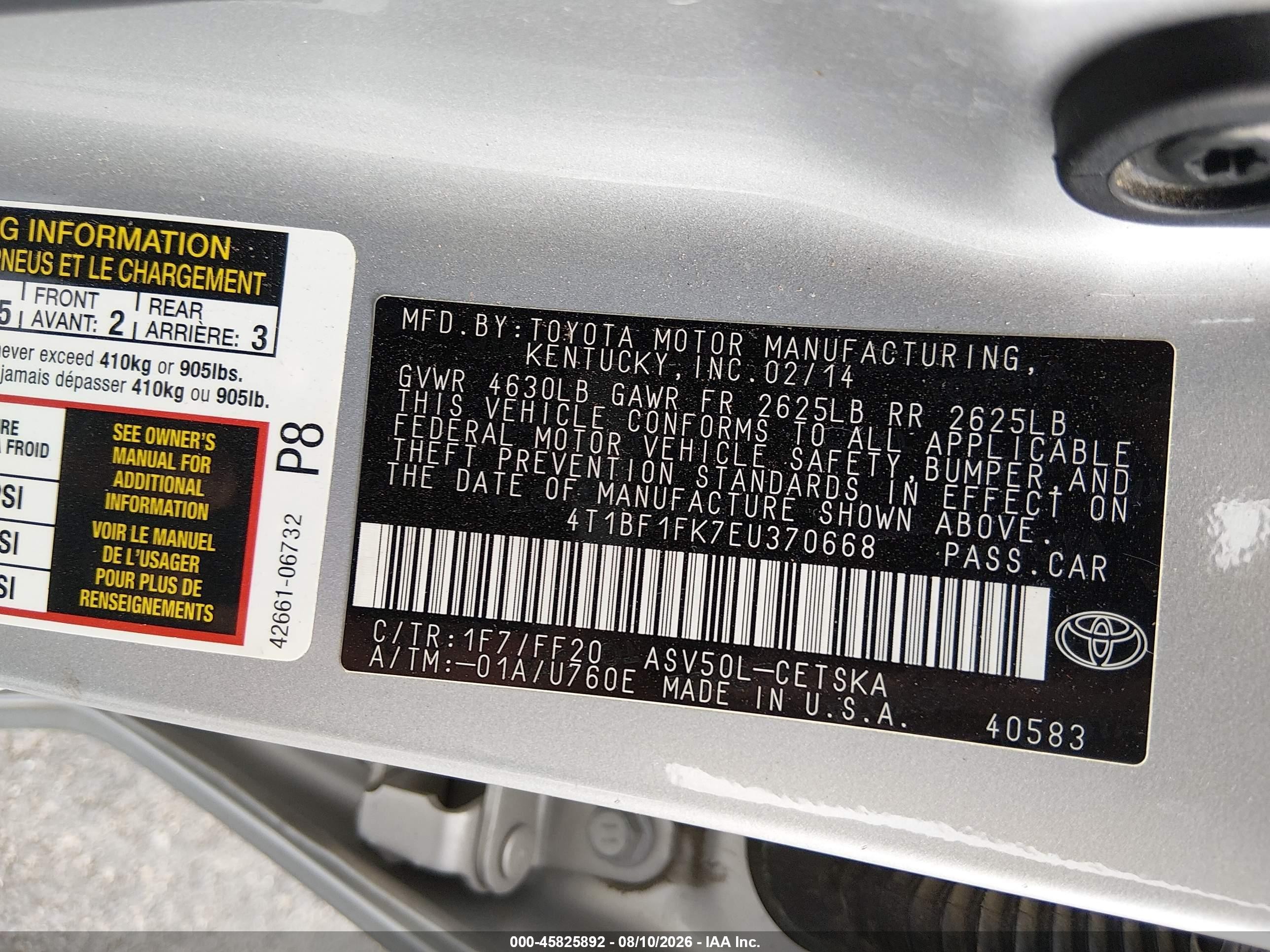 2014 Toyota Camry Se Sport Silver vin: 4T1BF1FK7EU370668