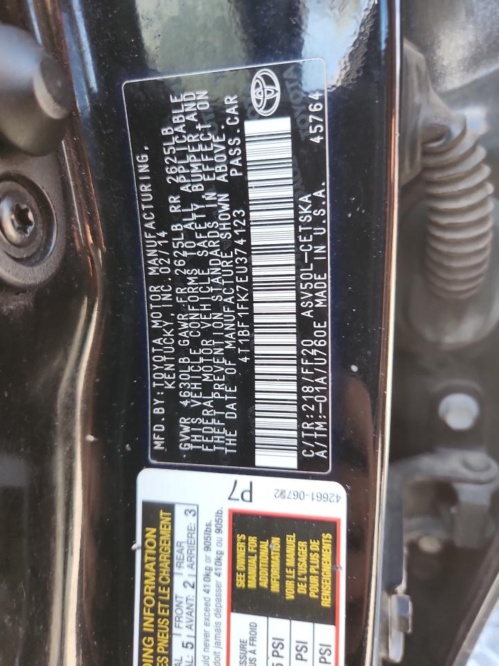 2014 Toyota Camry Se Black vin: 4T1BF1FK7EU374123