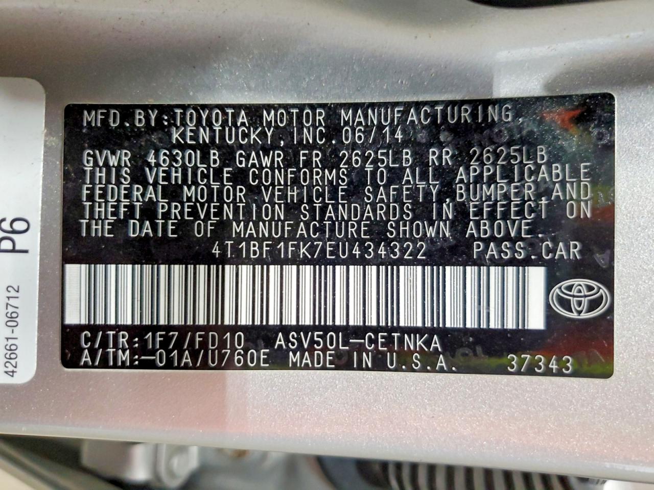 2014 Toyota Camry Le Silver vin: 4T1BF1FK7EU434322