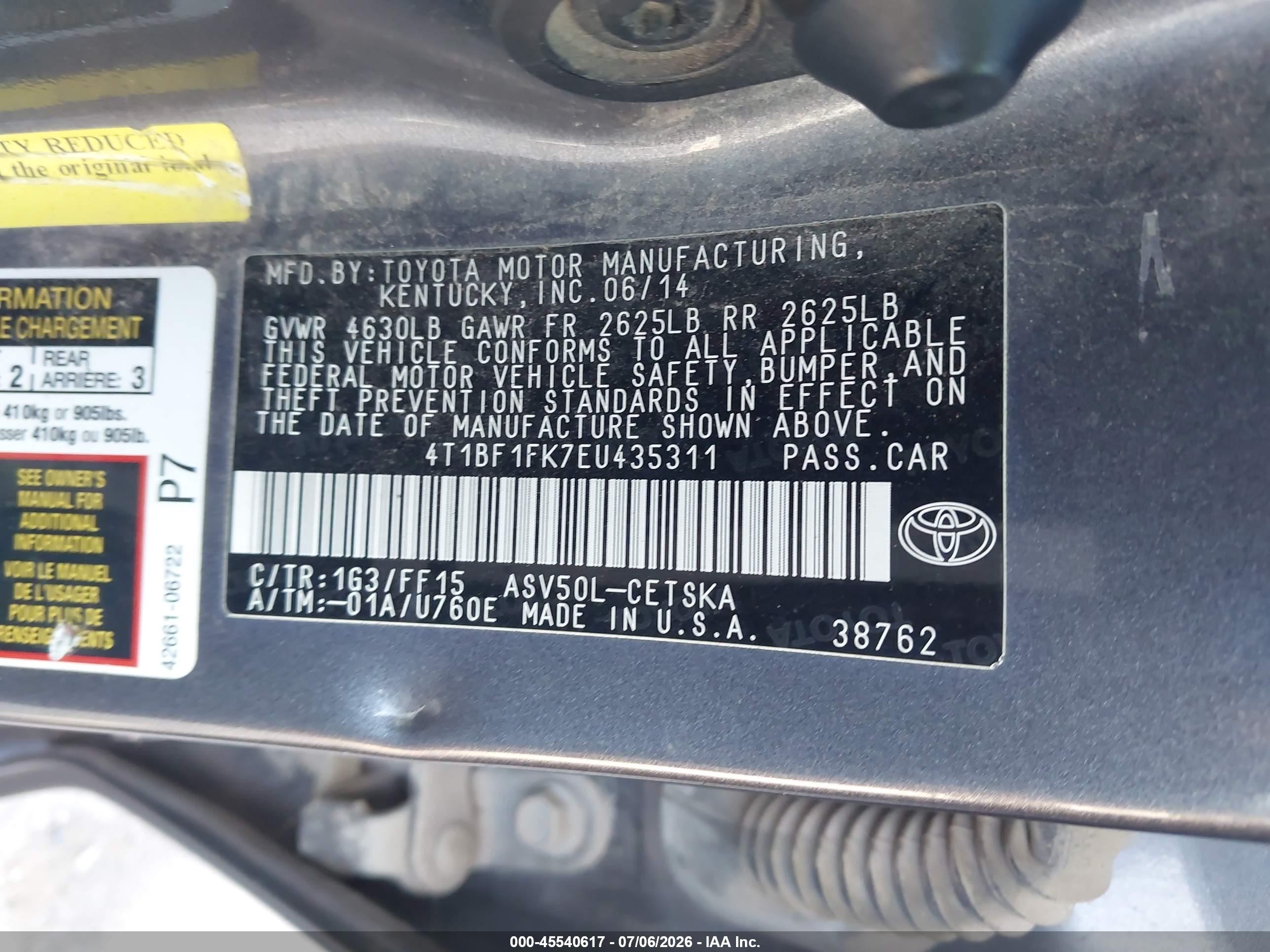 2014 Toyota Camry Se Gray vin: 4T1BF1FK7EU435311