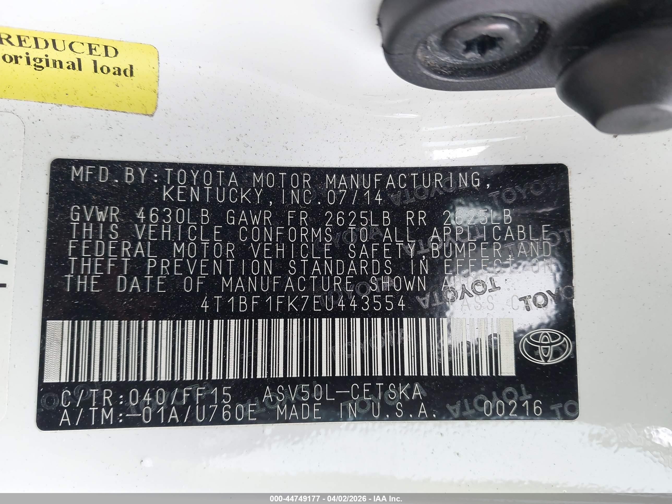 2014 Toyota Camry Se White vin: 4T1BF1FK7EU443554