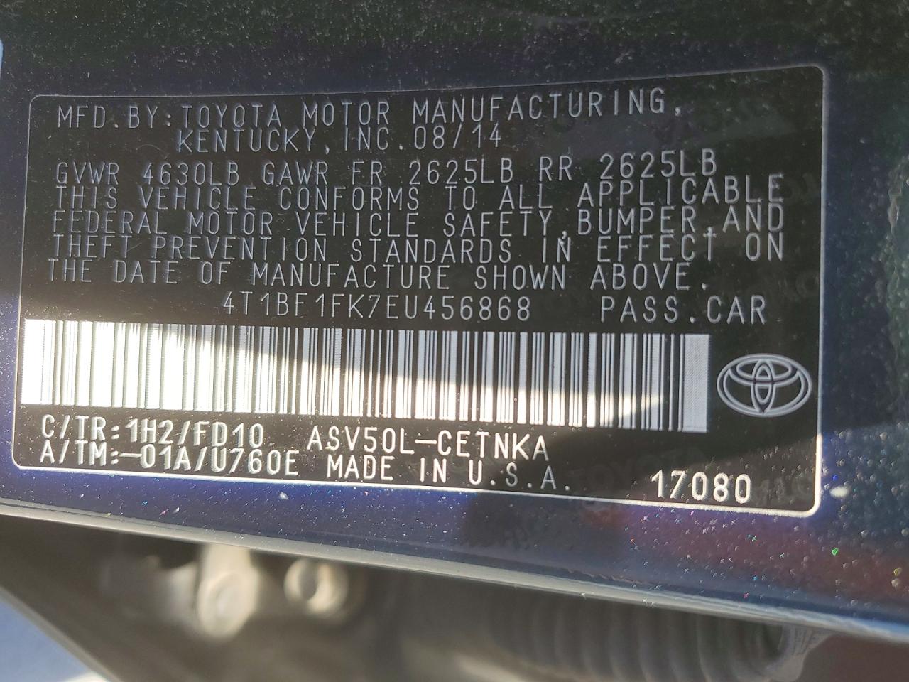 2014 Toyota Camry Le Black vin: 4T1BF1FK7EU456868