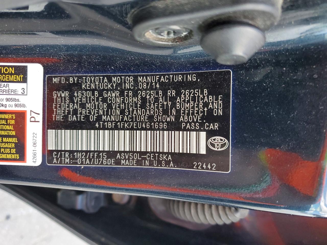 2014 Toyota Camry Se Blue vin: 4T1BF1FK7EU461696