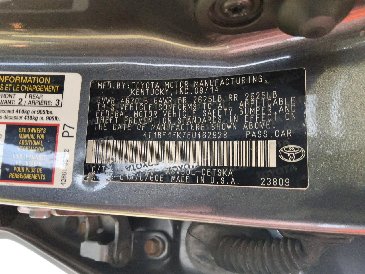 2014 Toyota Camry Se Gray vin: 4T1BF1FK7EU462928