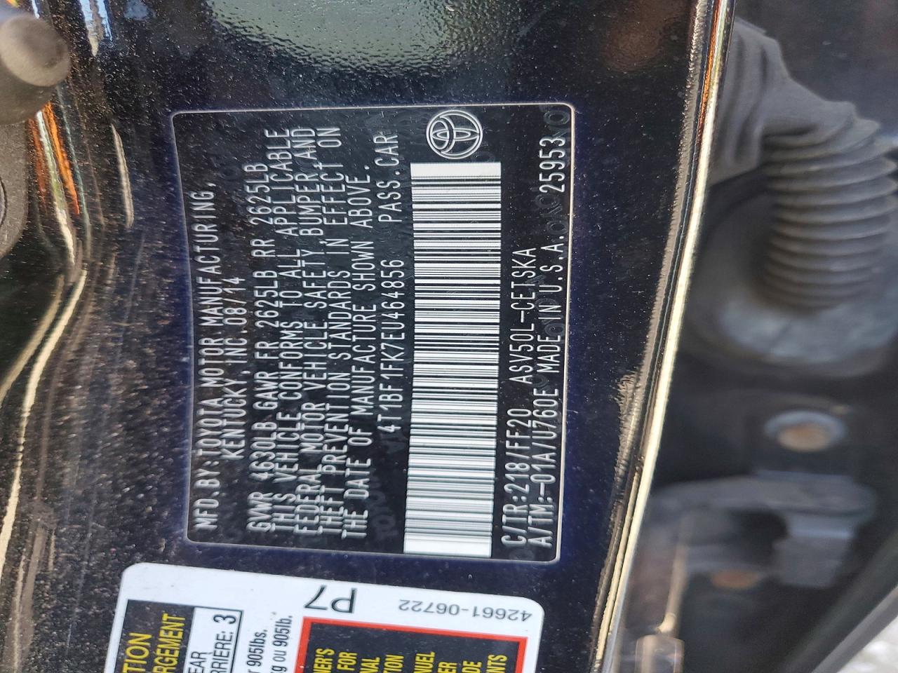 2014 Toyota Camry Se Black vin: 4T1BF1FK7EU464856