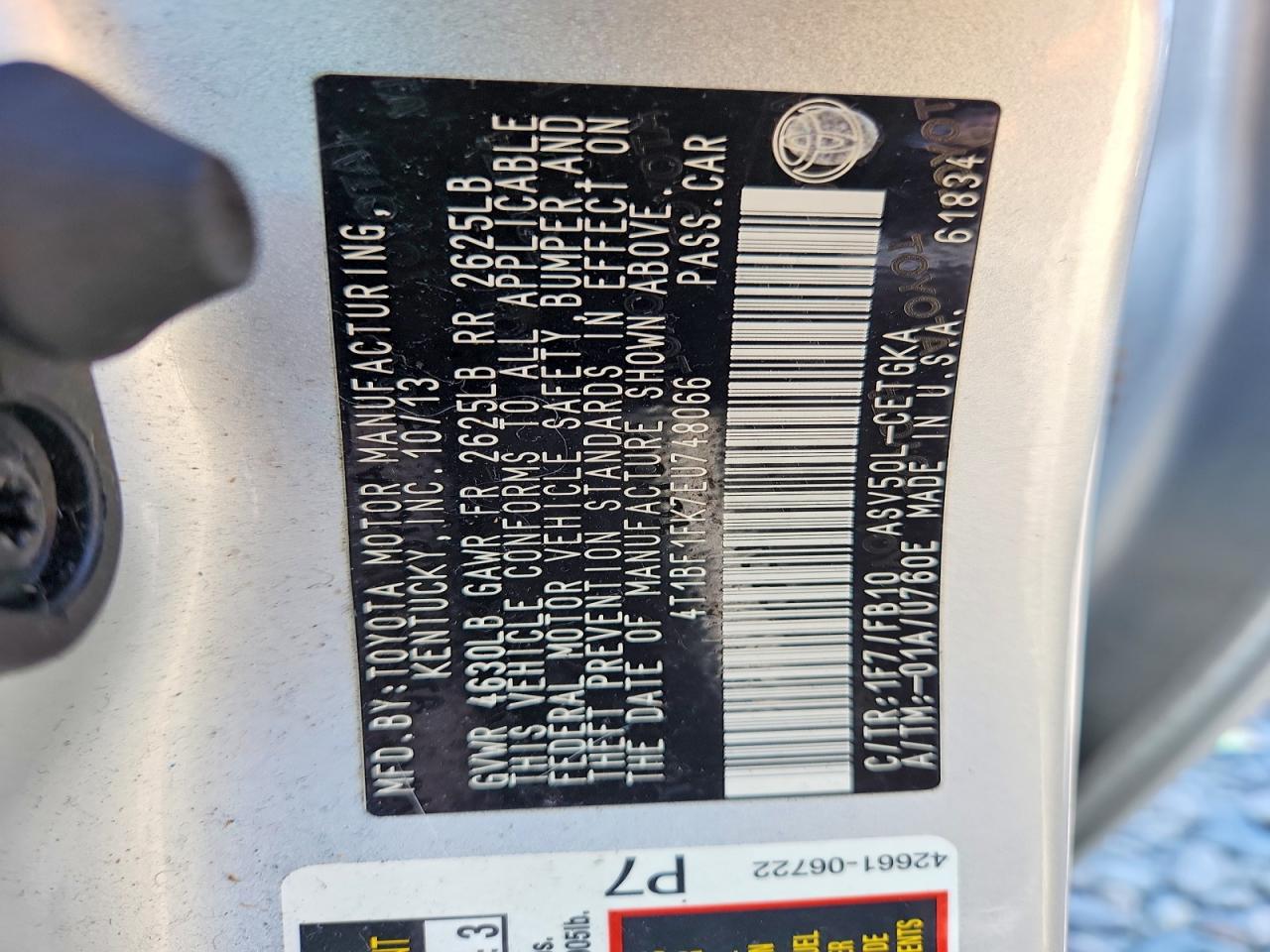 2014 Toyota Camry Xle Silver vin: 4T1BF1FK7EU748066