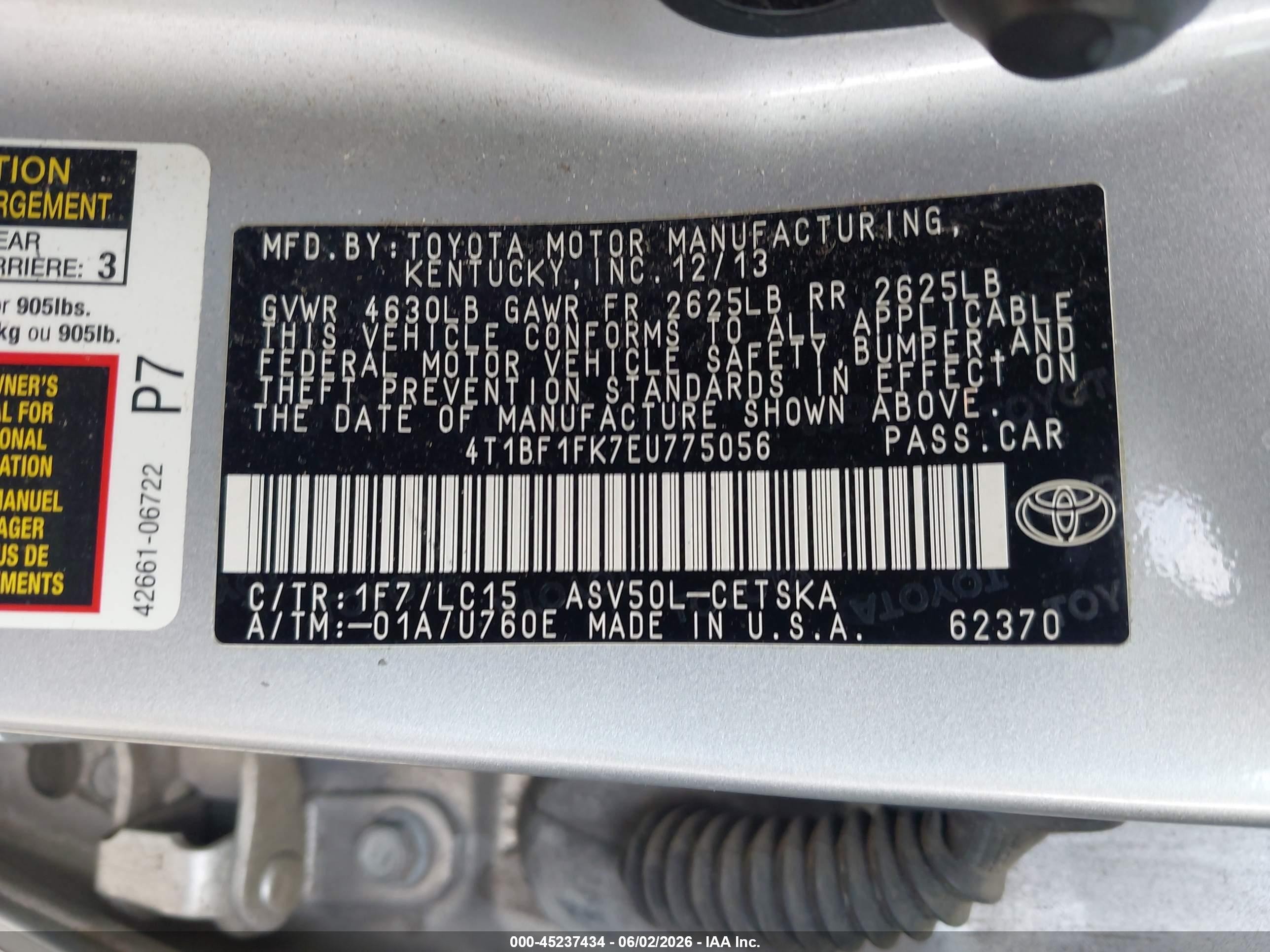 2014 Toyota Camry Se Silver vin: 4T1BF1FK7EU775056
