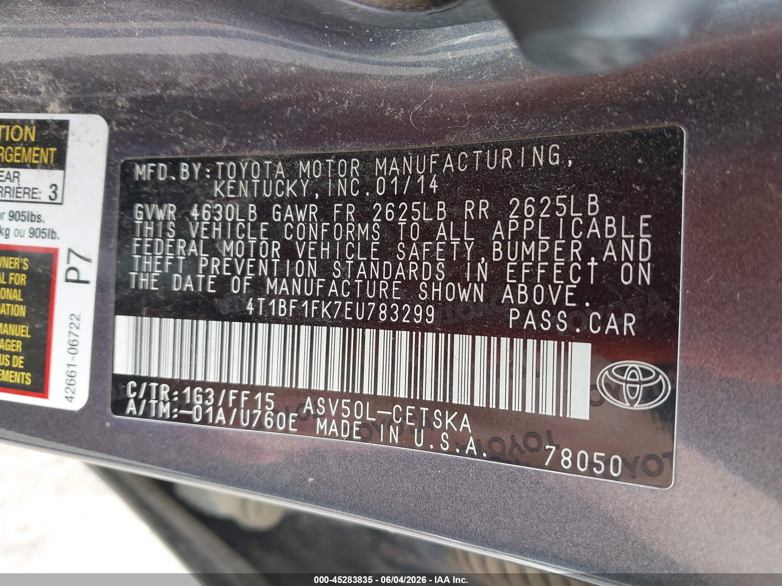 2014 Toyota Camry Se Gray vin: 4T1BF1FK7EU783299