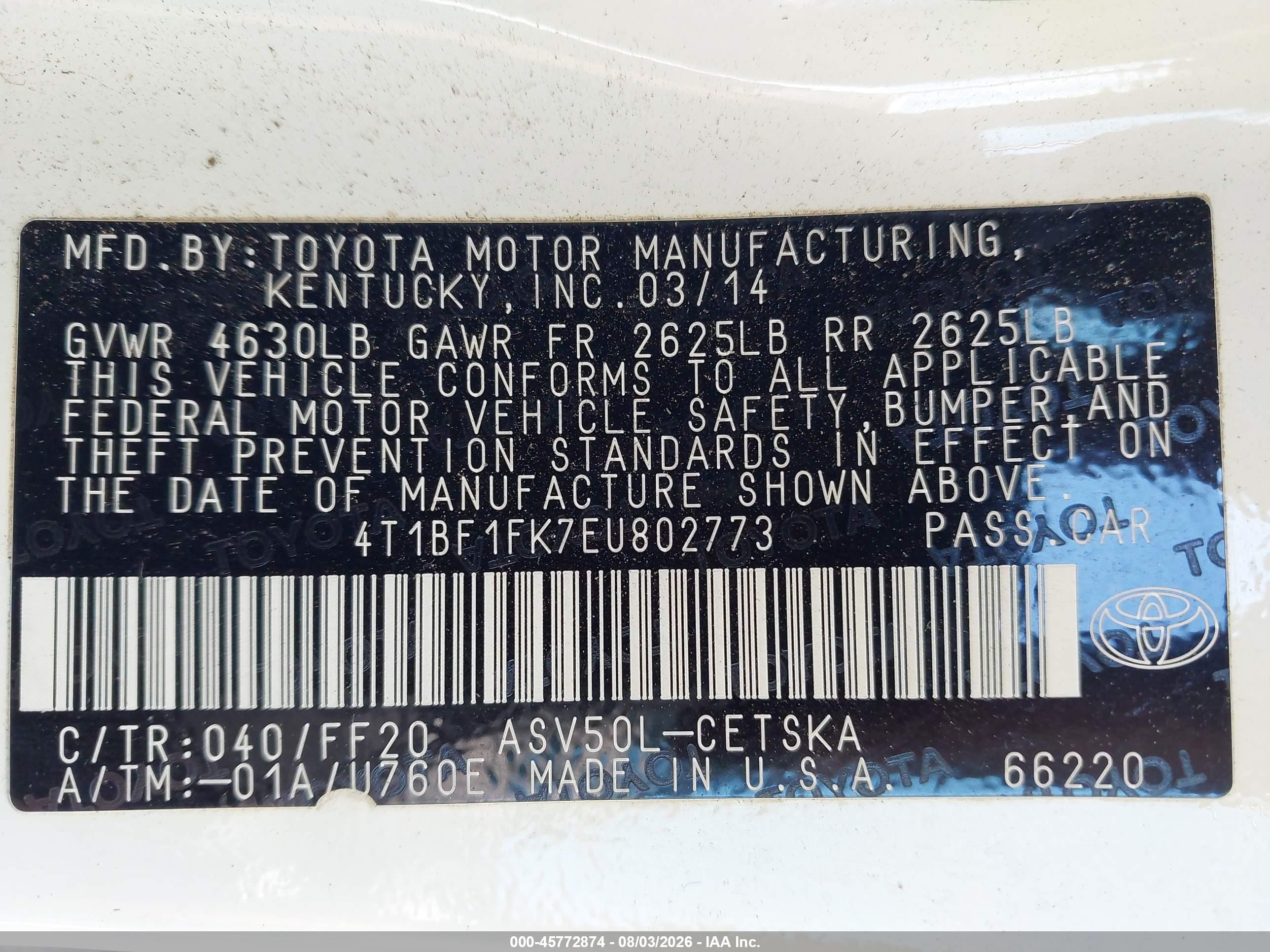 2014 Toyota Camry Se White vin: 4T1BF1FK7EU802773