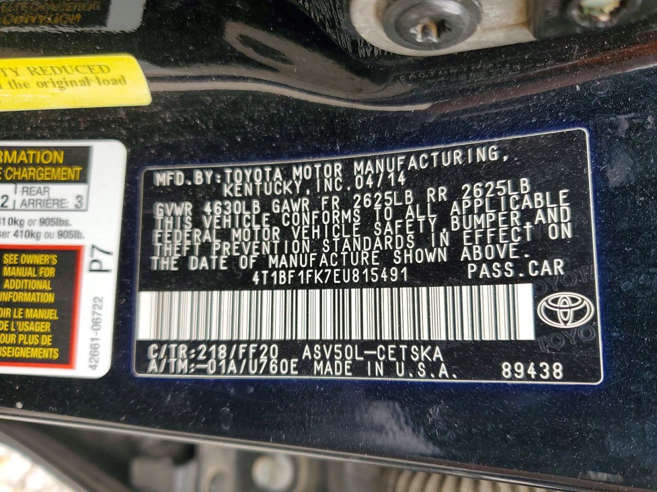2014 Toyota Camry Se Black vin: 4T1BF1FK7EU815491