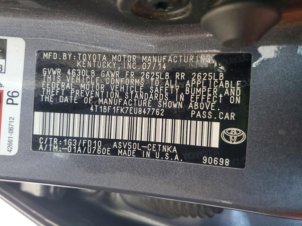 2014 Toyota Camry Le Серый vin: 4T1BF1FK7EU847762