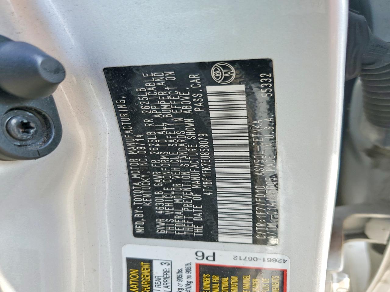 2014 Toyota Camry Le Silver vin: 4T1BF1FK7EU858079