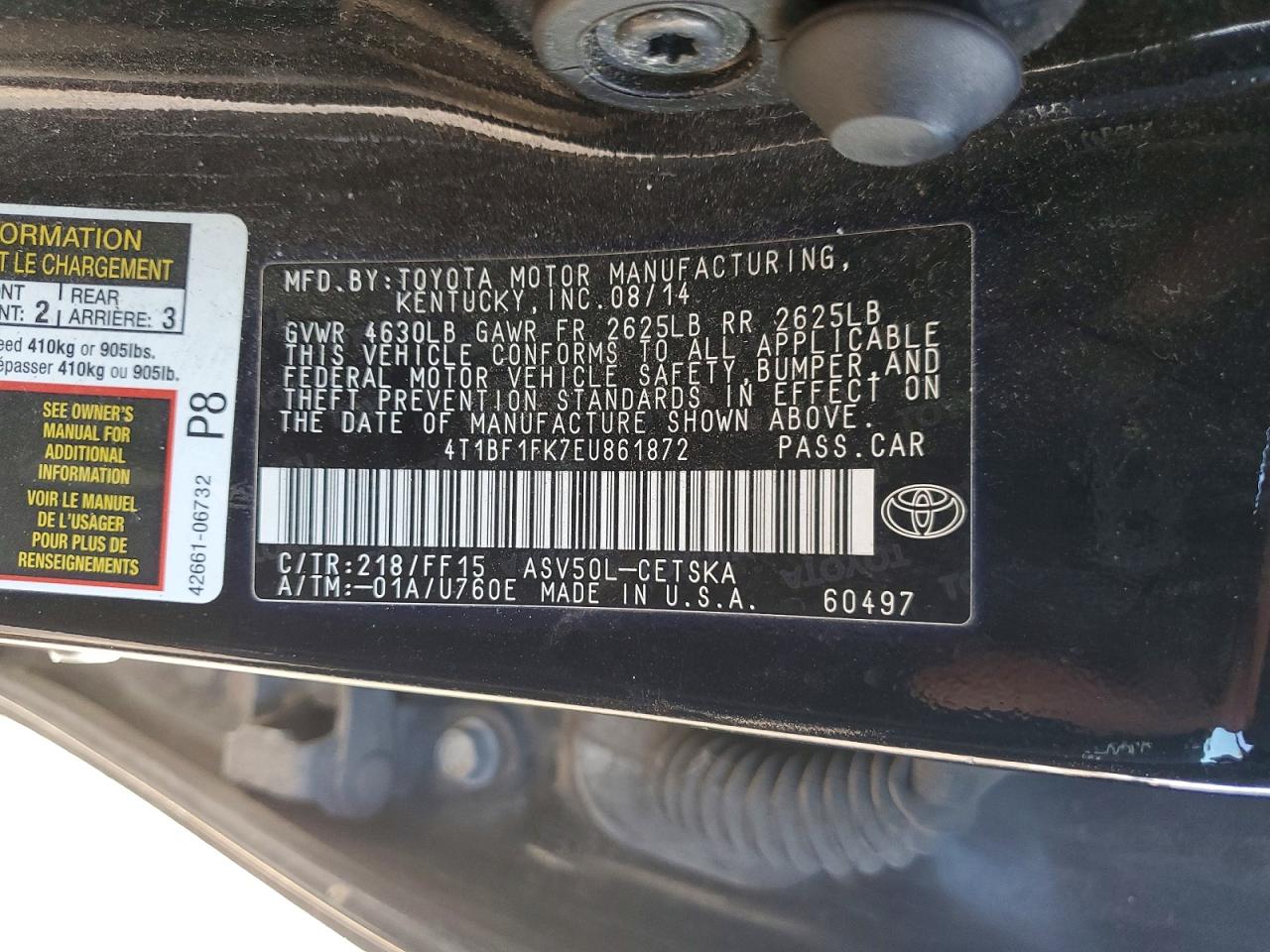 2014 Toyota Camry Se Sport Black vin: 4T1BF1FK7EU861872