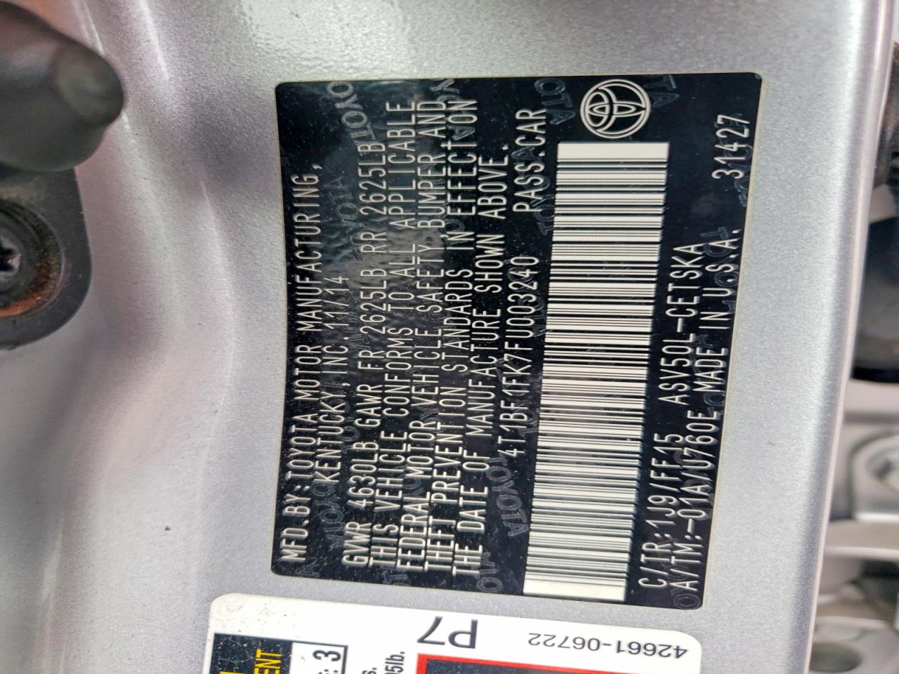 2015 Toyota Camry Se Silver vin: 4T1BF1FK7FU003240