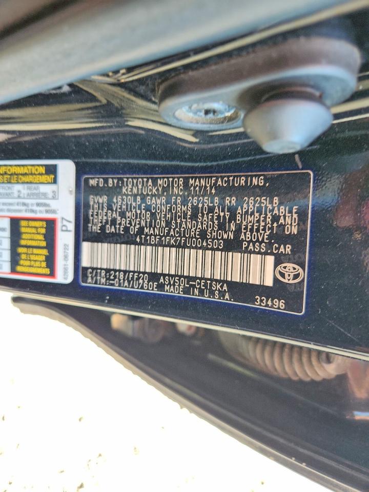 2015 Toyota Camry Se Черный vin: 4T1BF1FK7FU004503