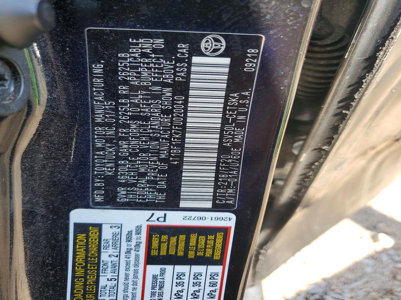 2015 Toyota Camry Se Black vin: 4T1BF1FK7FU020040