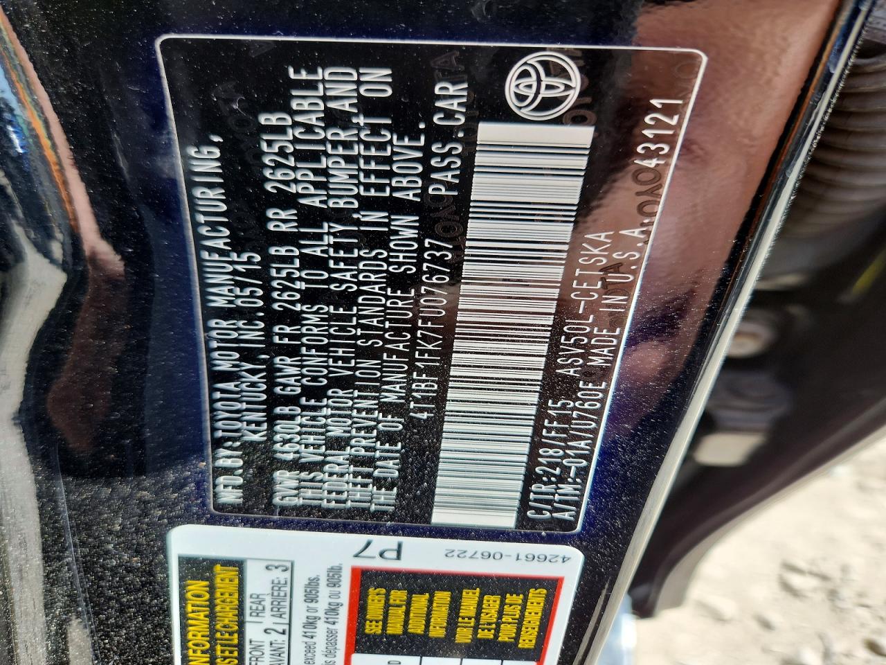 2015 Toyota Camry Se Blue vin: 4T1BF1FK7FU076737