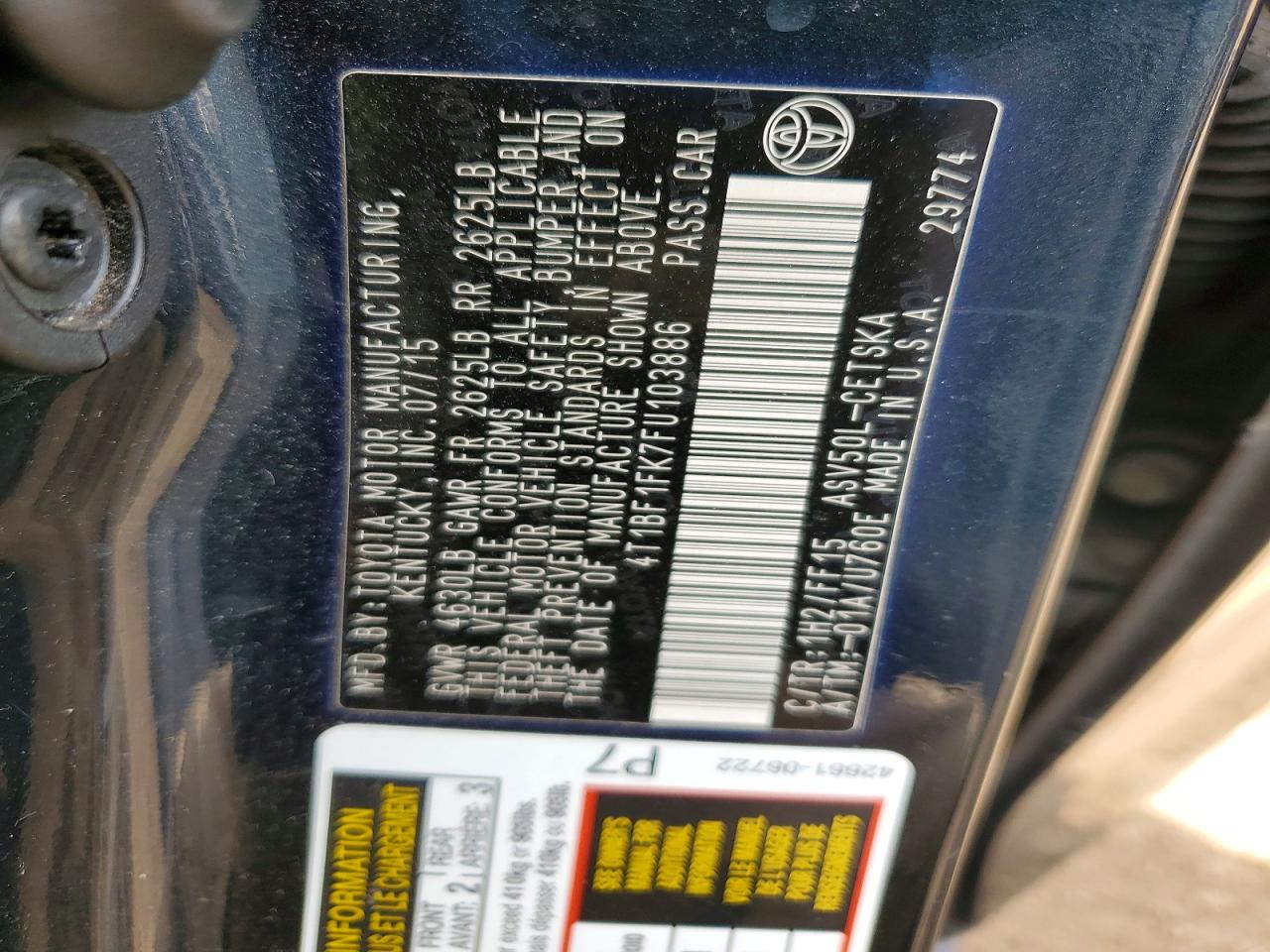 2015 Toyota Camry Se Black vin: 4T1BF1FK7FU103886