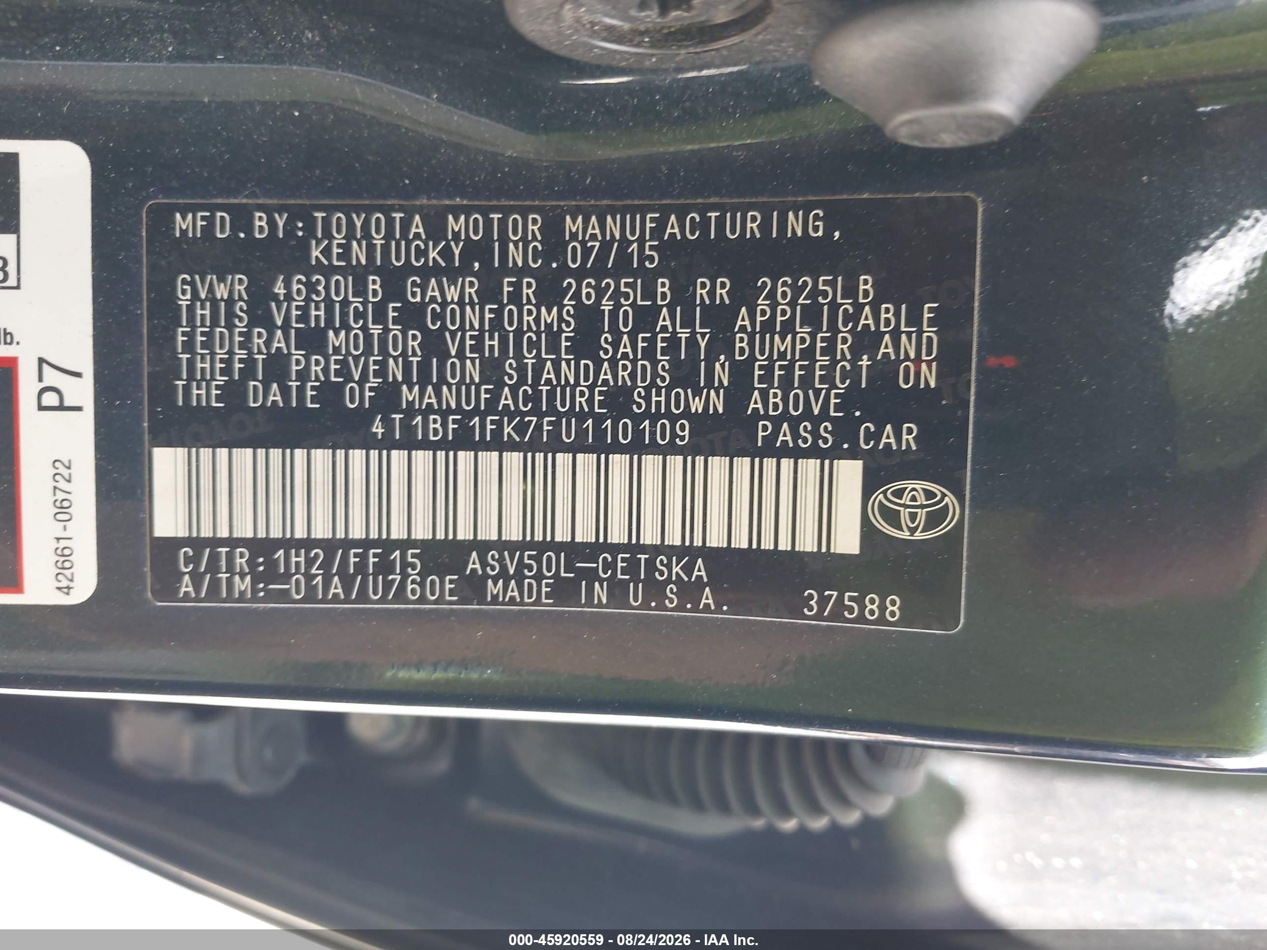 2015 Toyota Camry Se Dark Blue vin: 4T1BF1FK7FU110109