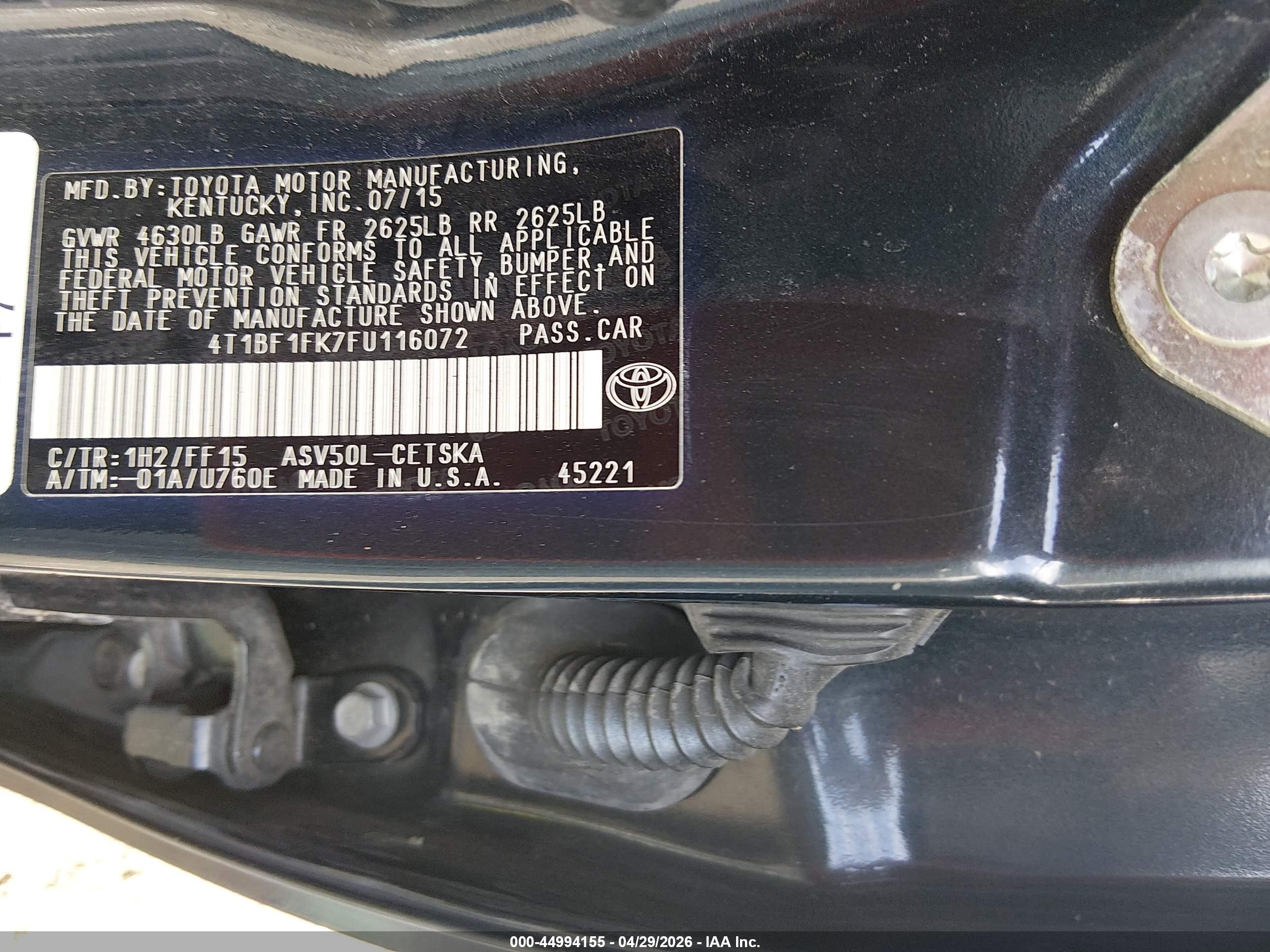 2015 Toyota Camry Se Dark Blue vin: 4T1BF1FK7FU116072